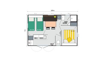 NOUVEAU Mobil-home Confort Venus Riviera 23m2 + TV - 2 chambres